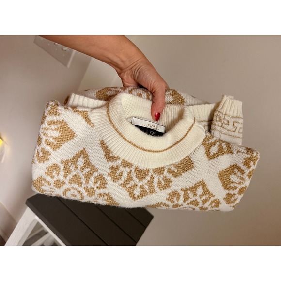 Vintage‎ cream gold Dana Scott women's Sweater m-l - Picture 6 of 11